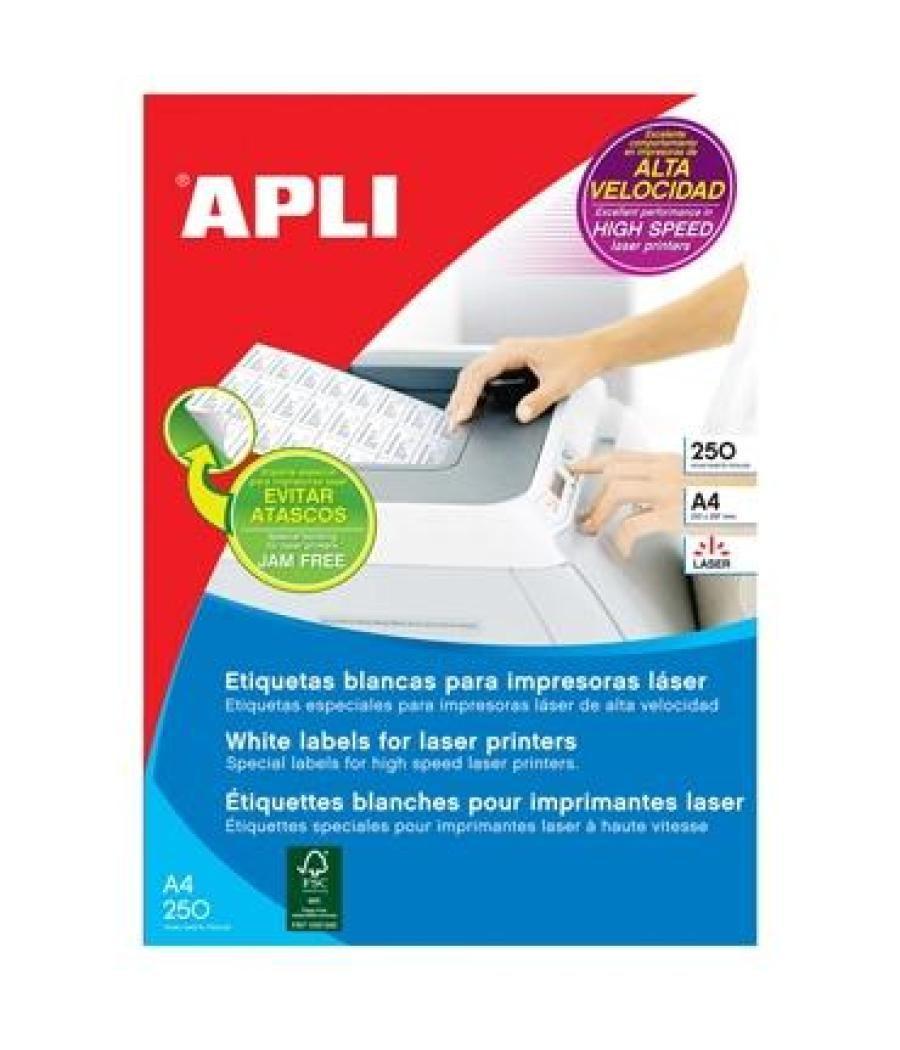 Apli etiquetas adhesivas 105x37mm láser c/rectos 16 x 250h blanco