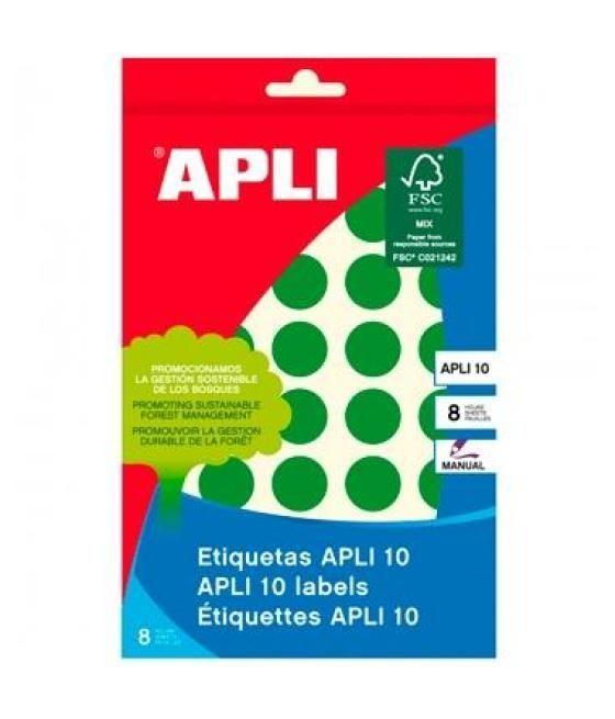 Apli etiquetas adhesivas circulares ø19mm escritura manual 40 x 8h verde