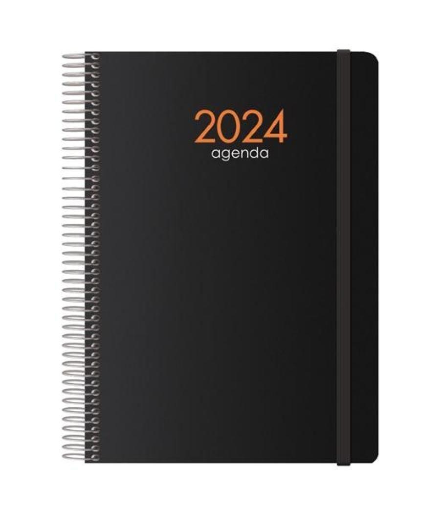 Dohe agenda anual syncro 15x21cm espiral d/p cierre c/goma cubierta pp negro 2024