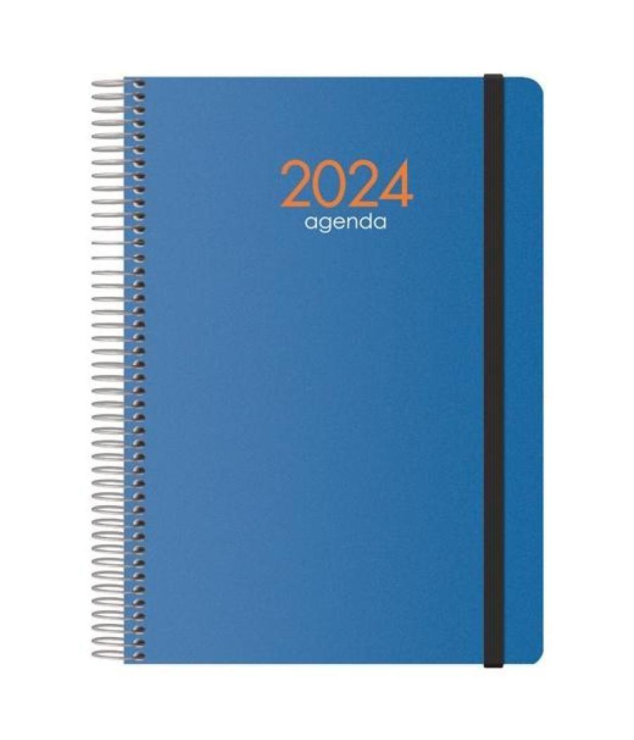 Dohe agenda anual syncro 15x21cm espiral d/p cierre c/goma cubierta pp azul 2024