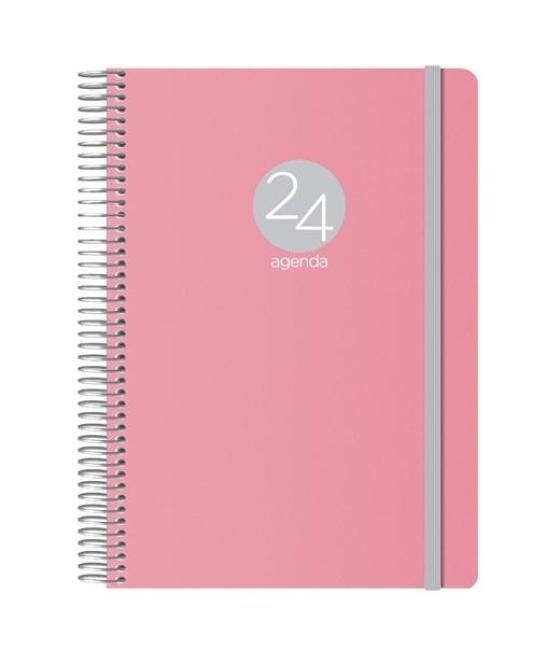 Dohe agenda anual memphis 15x21cm espiral d/p cierre c/goma cubierta pp rosa 2024