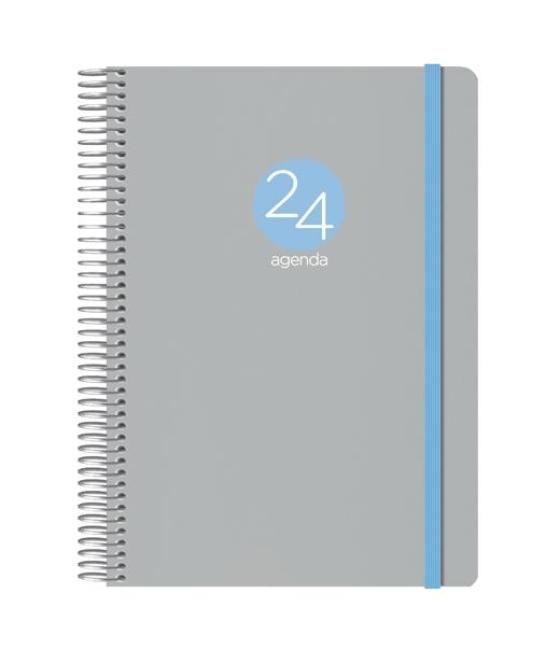 Dohe agenda anual memphis 15x21cm espiral d/p cierre c/goma cubierta pp gris 2024