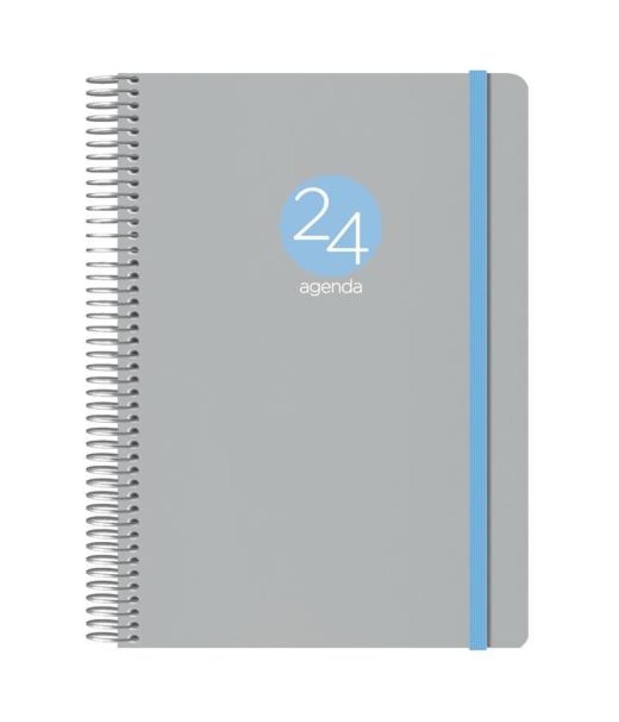 Dohe agenda anual memphis 15x21cm espiral d/p cierre c/goma cubierta pp gris 2024