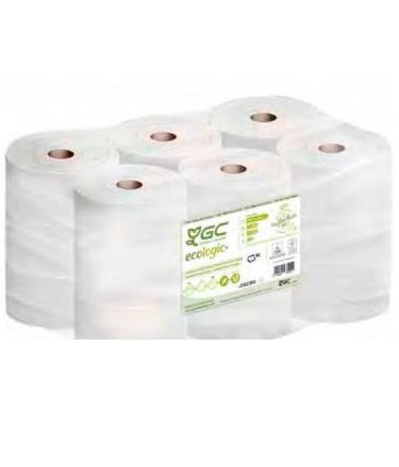 Gc ecologic  papel higiénico industrial reciclado 2 capas ø170mm 124mt pack 18 rollos