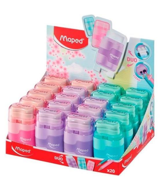 Maped afilalápices manual 2 agujeros c/surtidos pastel