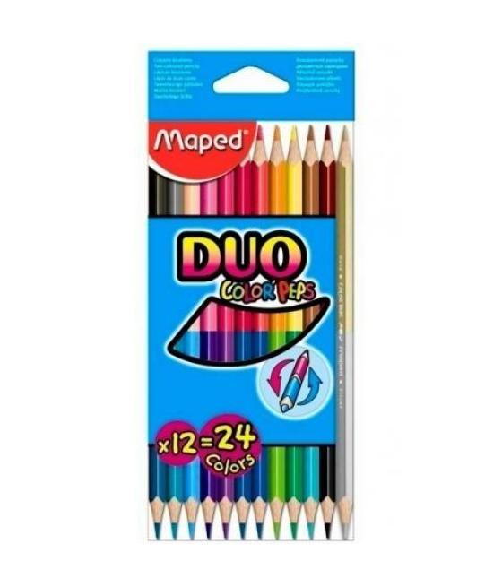 Maped lápices de colores duo color´peps bicolor estuche de 12x2 c/surtidos