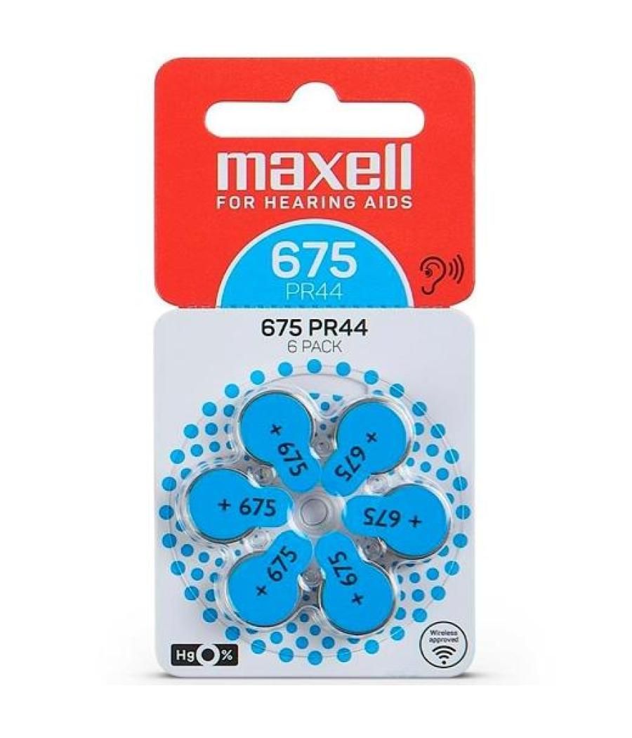 Maxell baterias de aire de zinc 1,45v - pr44 675 pack 6u