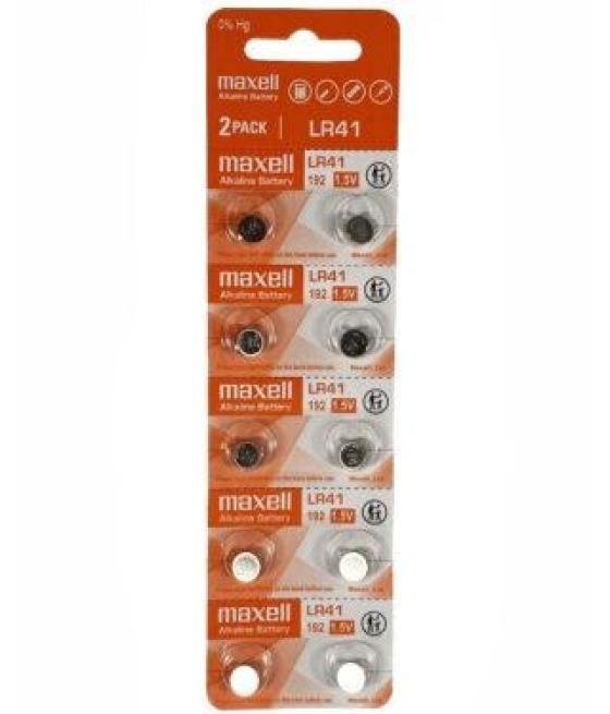 Maxell pilas planas alcalinas 1,5v libre de mercurio - lr41 192 ag3 392 blister 10u