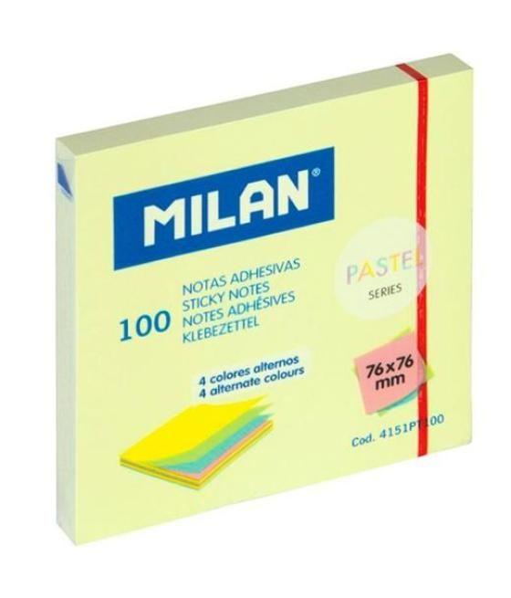 Milan bloc notas adhesivas 100h 76x76 serie pastel colores alternos