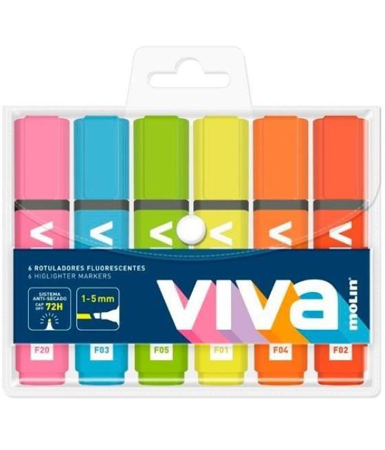 Molin marcador fluorescente viva blister de 6 c/surtidos