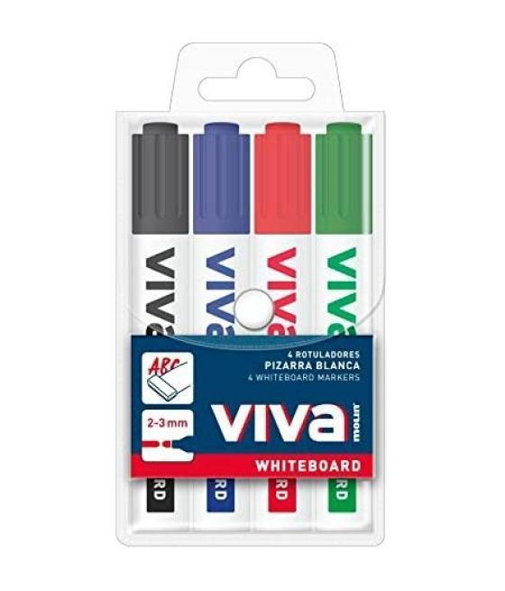 Molin rotulador pizarra blanca viva p/redonda blister de 4 c/surtidos