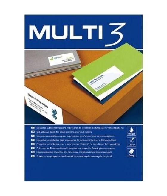 Multi-3 etiquetas adhesivas 99,1x67,7mm inkjet/láser c/romos 8 x 100h blanco