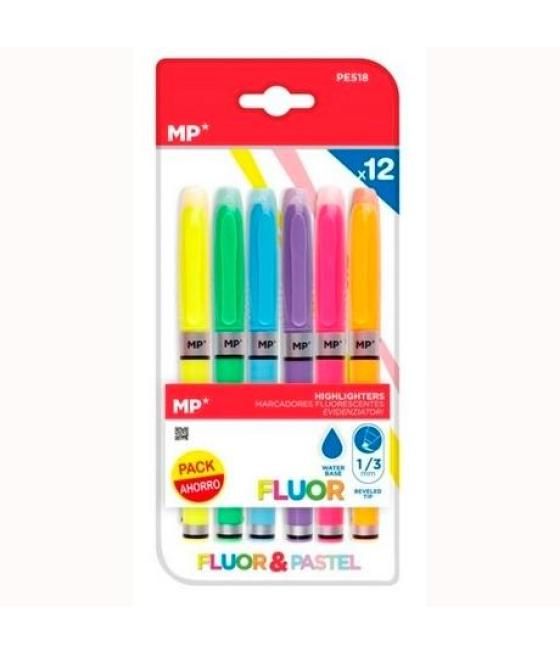 Mp marcador fluorescente blister 12 colores fluor y pastel