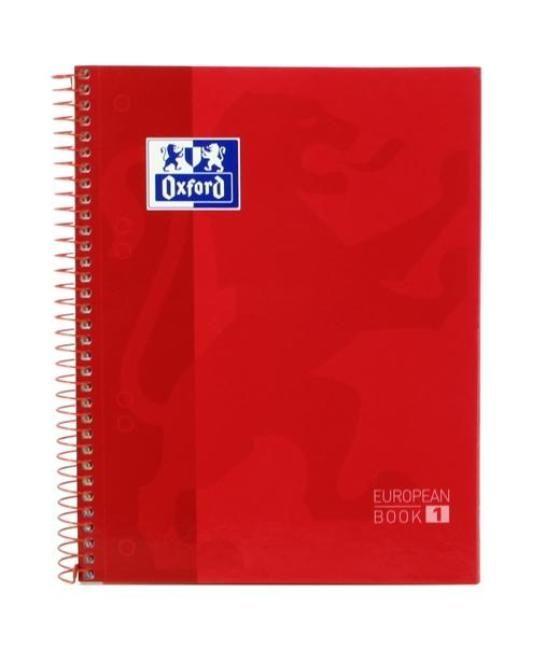 Oxford cuaderno europeanbook 1 a5+ 80h 5x5mm t/extradura rojo