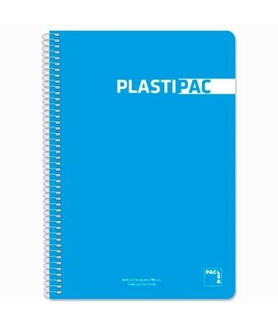 Pacsa cuaderno plastipac 80 hojas 4x4 tapas polipropileno folio 90gr azul turquesa -5u-