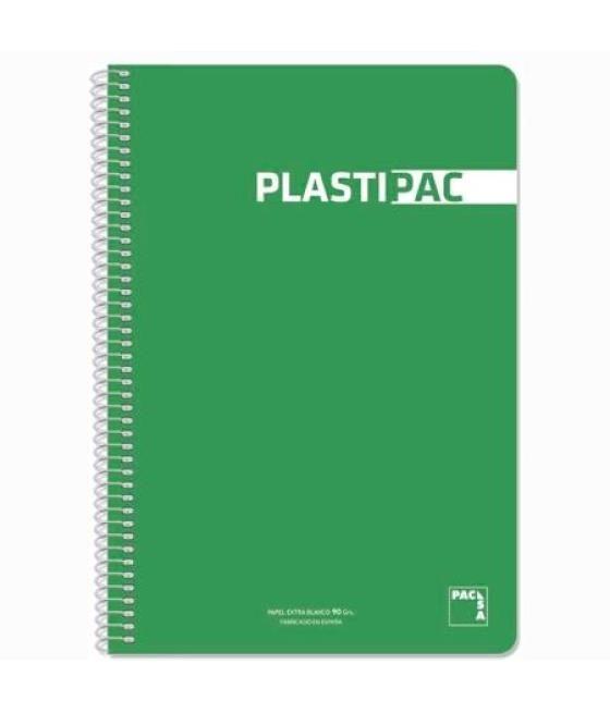 Pacsa cuaderno plastipac 80 hojas 4x4 tapas polipropileno folio 90gr verde claro -5u-