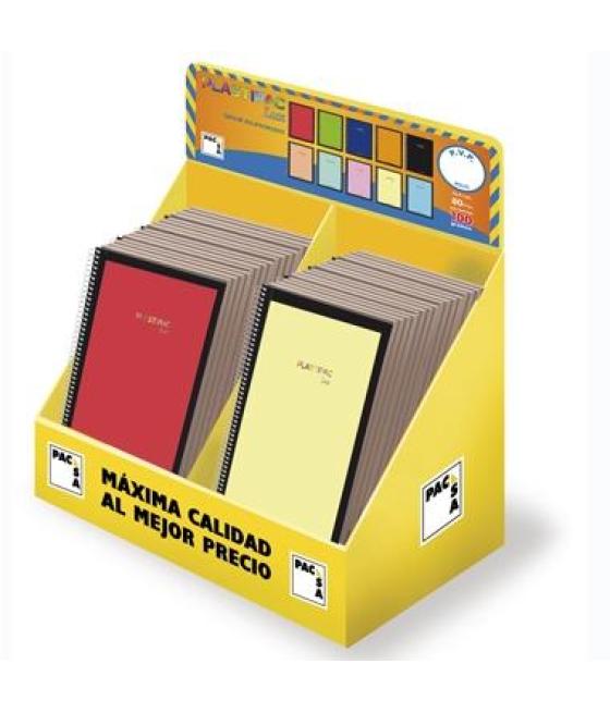 Pacsa cuaderno plastipac serie lux 80h folio tapa pp colores vivos/pastel expositor de 40 surtidos