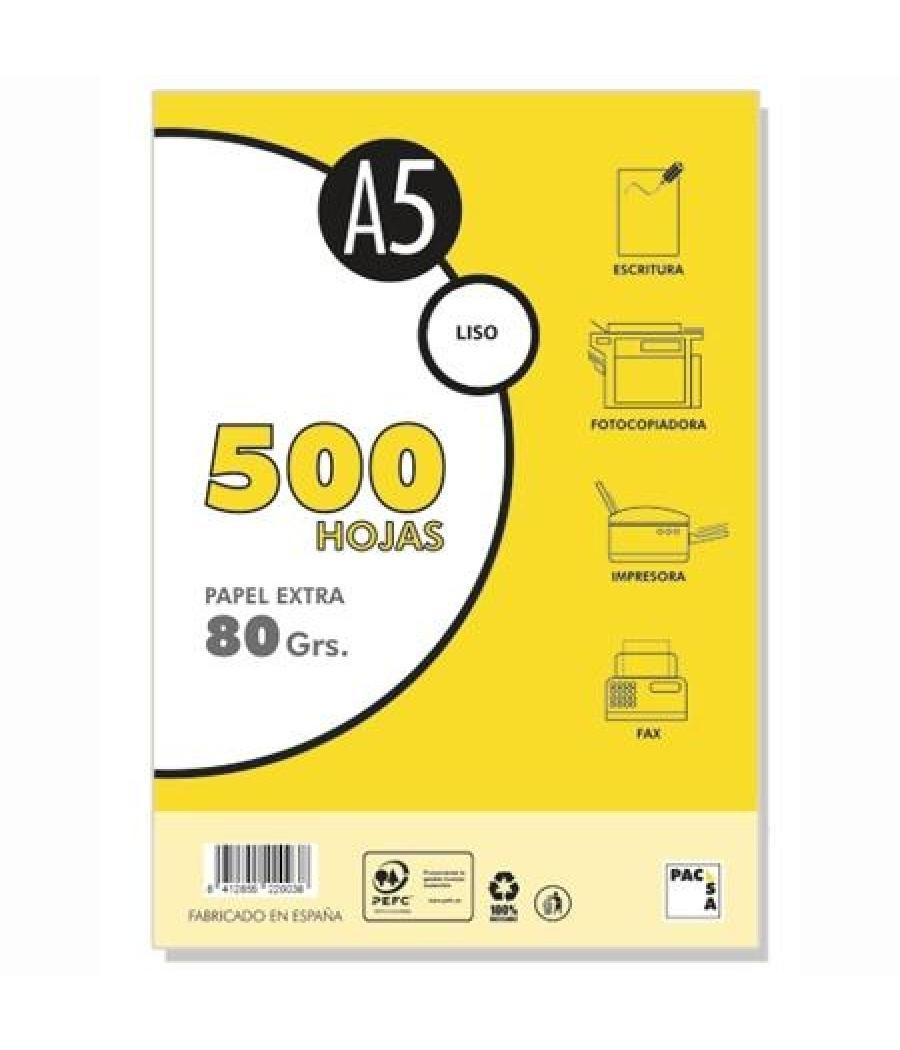 Pacsa papel multifunción a5 extra 500h liso 80gr blanco