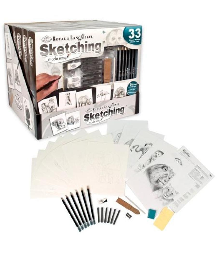 Royal langnickel juego de arte para sketching adventure made easy caja de 9 dibujos