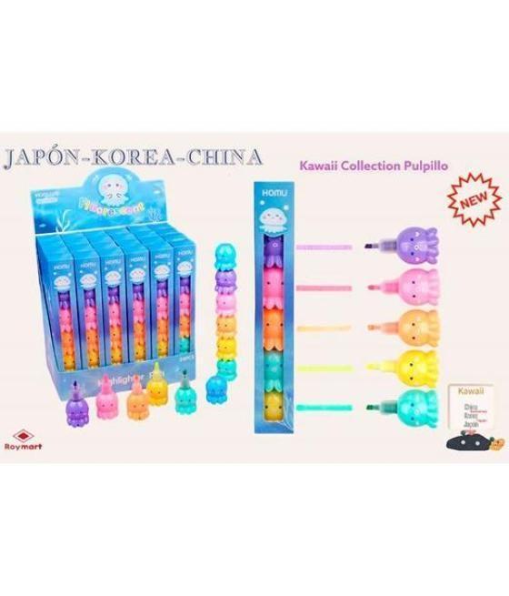 Roymart marcadores pulpillos kawaii set de 5 expositor de 24 c/surtidos