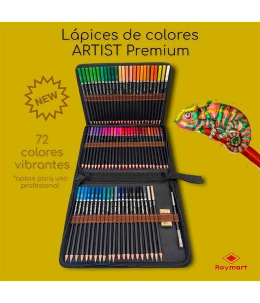 Roymart lápices de colores artist premium c/goma y extensor estuche 72 c/surtidos