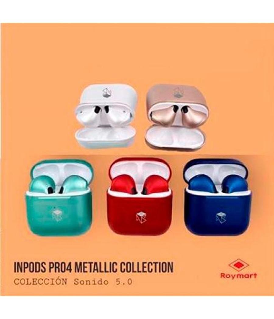 Roymart auriculares inpods pro4 bluetooth 5.0 colores surtidos metálicos