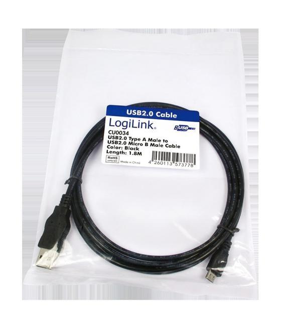 Cable usb(a) 2.0 a micro usb(b) 2.0 logilink 1.8m macho a m