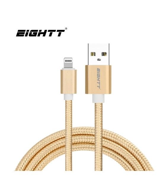 Eightt - Cable USB a Iphone - 1.0M - Trenzado de Nylon - Color Oro - Imagen 1
