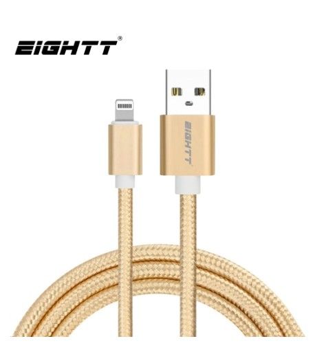 Eightt - Cable USB a Iphone - 1.0M - Trenzado de Nylon - Color Oro - Imagen 1