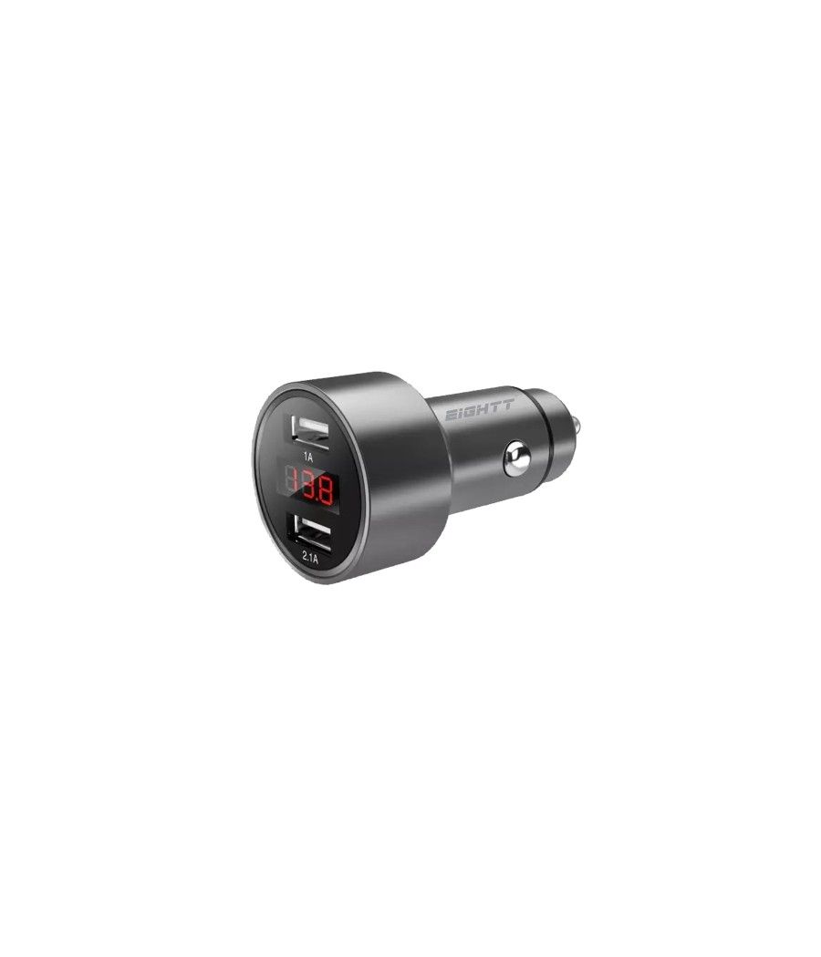 Eightt - Cargador de coche USB - 2 Puertos 5V - 2.4A 12W - Aluminio - Imagen 1
