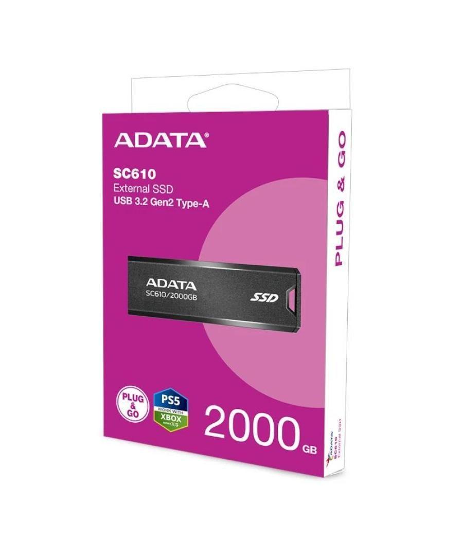 Adata sc610 ssd externo 2tb usb 3.2 gen2 negro