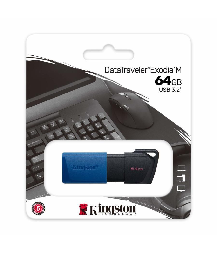 Memoria usb 3.2 kingston 64gb datatraveler dtxm azul