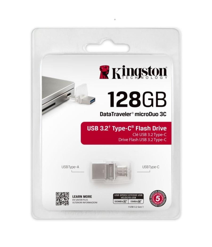 Memoria usb 3.2 usb tipo c kingston 128gb datatraveler micro duo