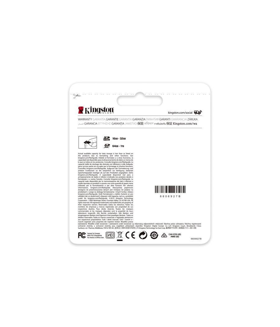 Tarjeta memoria sdxc 512gb kingston canvas select plus uhs - i cl10