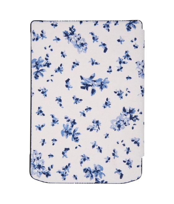 Pocketbook funda shell series verse + verse pro - patron flores blanco azul