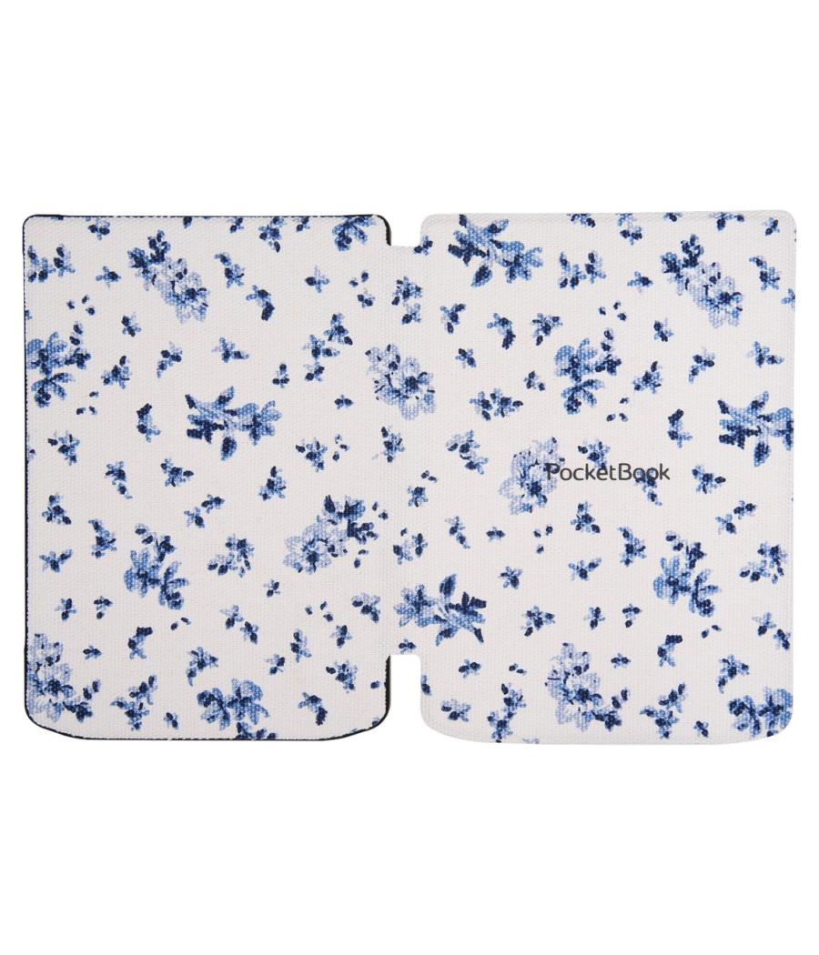 Pocketbook funda shell series verse + verse pro - patron flores blanco azul