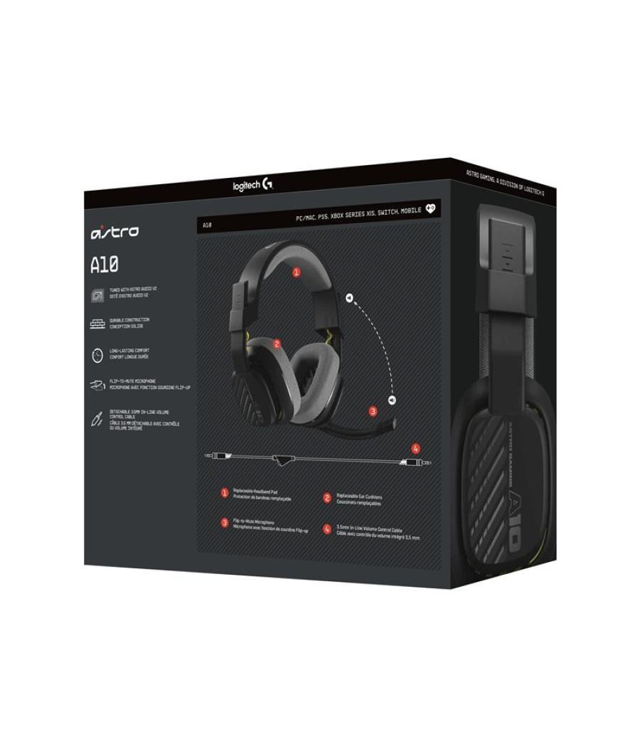 Auriculares con microfono logitech a10 astro gaming gen 2 jack 3.5mm negro