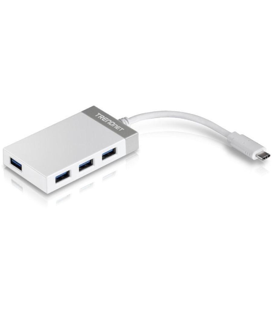 Hub usb tipo-c trendnet tuc-h4e/ 4xusb/ blanco y gris