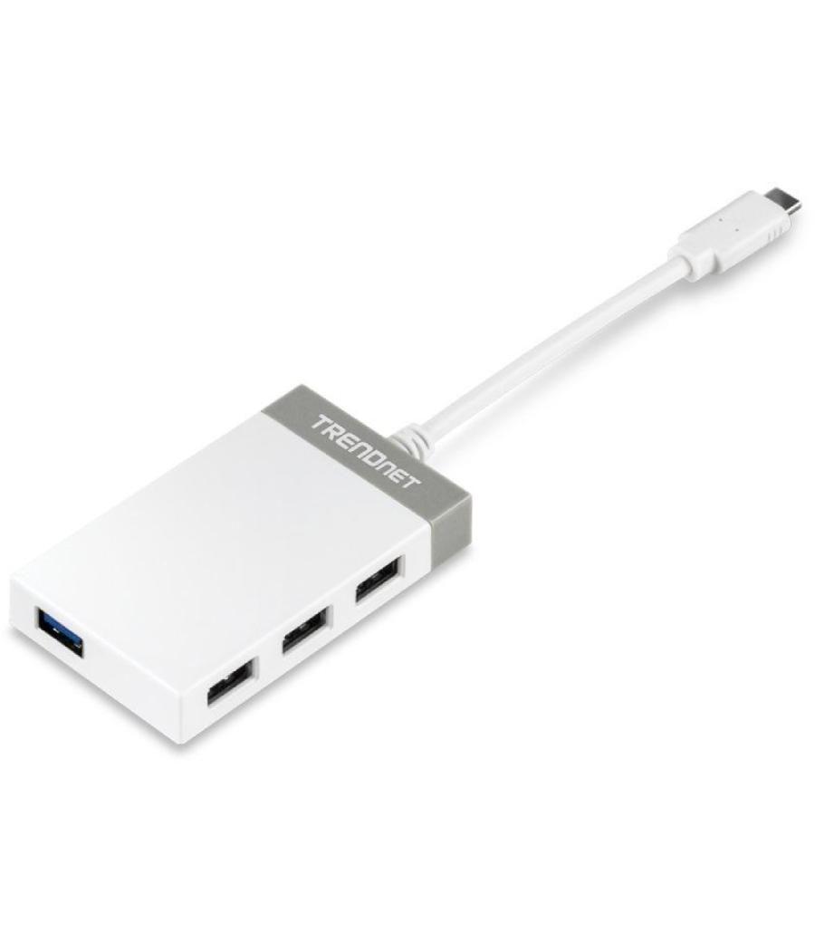 Hub usb tipo-c trendnet tuc-h4e/ 4xusb/ blanco y gris