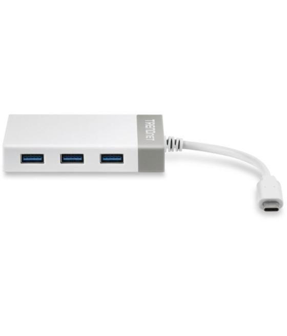 Hub usb tipo-c trendnet tuc-h4e/ 4xusb/ blanco y gris