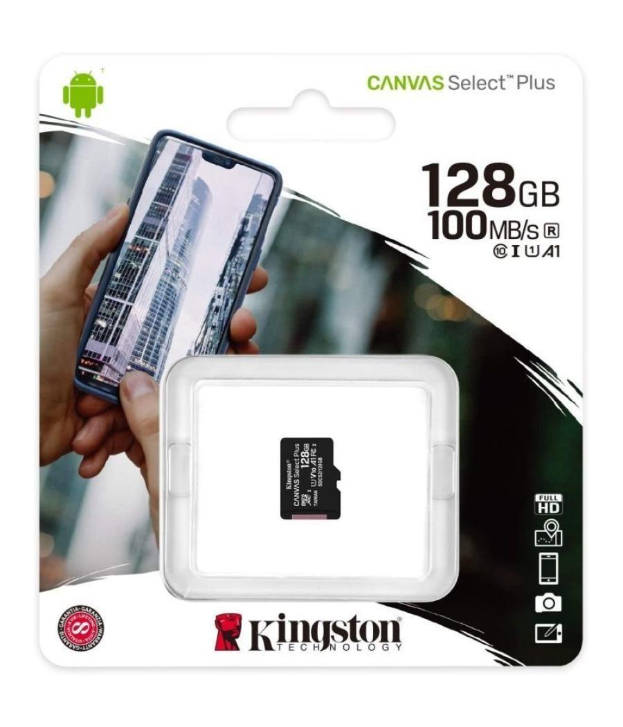 Tarjeta de memoria kingston canvas select plus 128gb microsd xc/ clase 10/ 100mbs