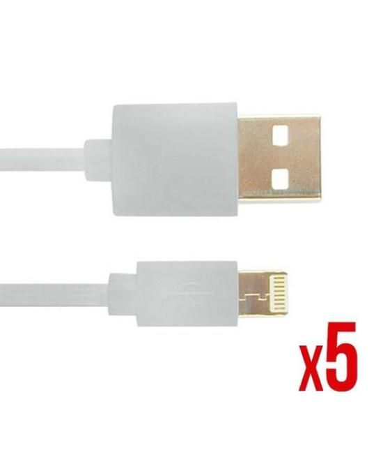 Kit 5 unidades cable lighting nortess iphone 5 6/7/8/ x ipad 2 metros color blanco