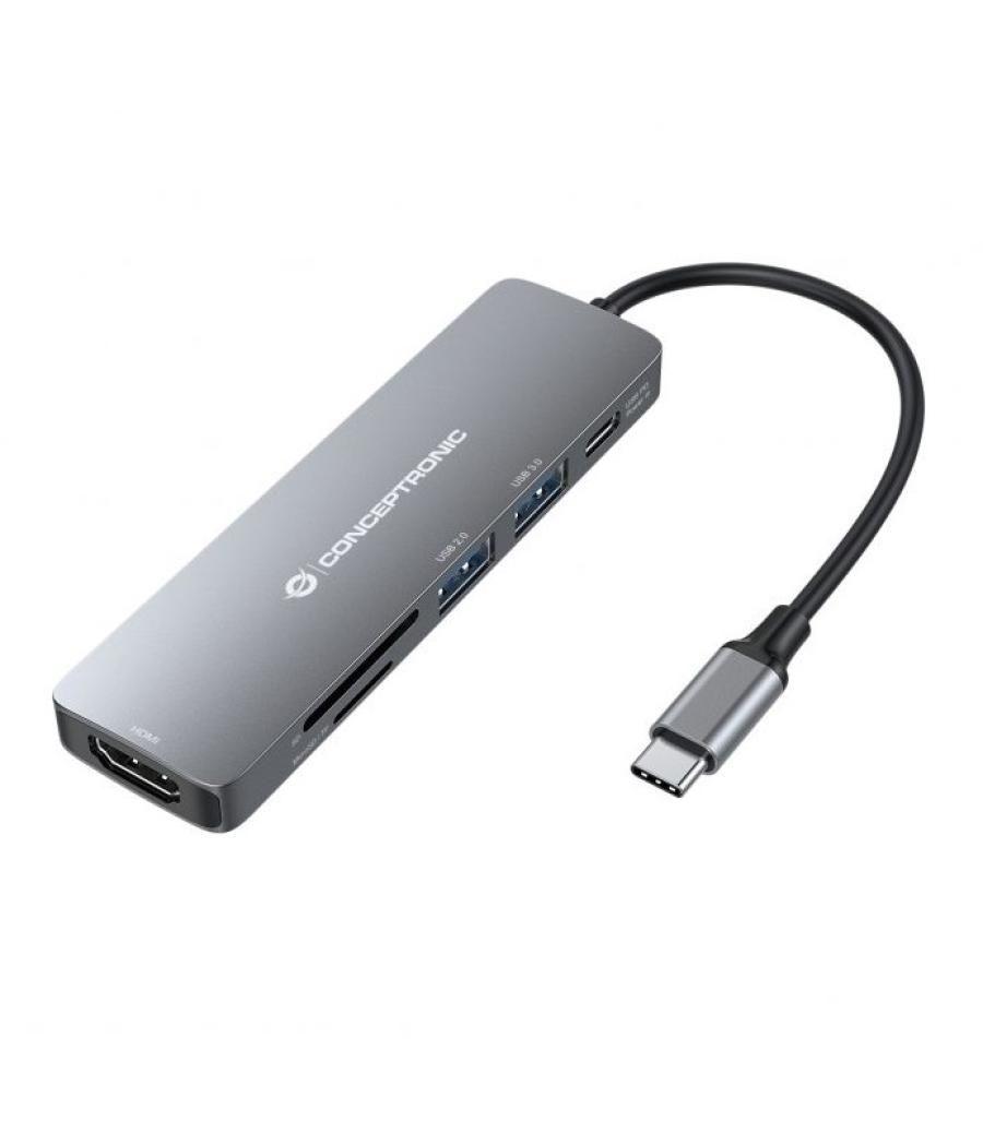 Adaptador usb-c 6en1 conceptronic donn11 hdmi usb-c usb 3.0 lector sd