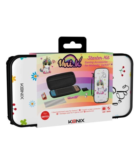 Pack gamer konix unik carcasa switch + pantalla protec + auriculares in-ear + 1 gamuza kx-ns-sk-unik