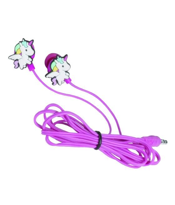Auricular intrauditivo konix unik in-ear headphone color rosa diseño unicornios kx-earp-unik