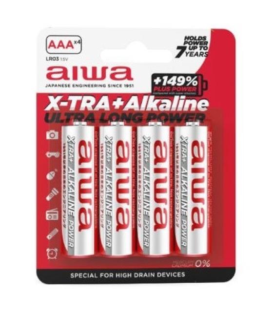 Pack 4 pilas aaa aiwa x-tra+ alkaline ultra long power 1.5v