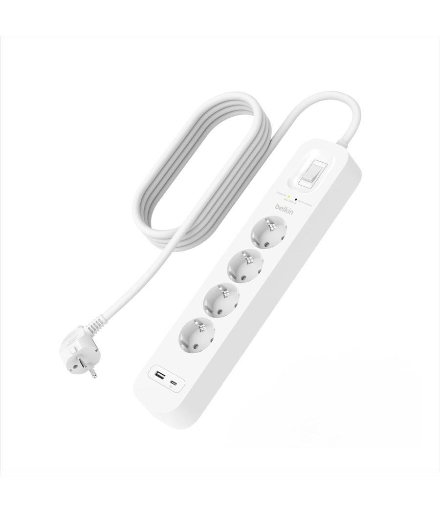 Regleta alimentacion belkin srb001vf2m de proteccion contra sobretensiones 4 tomas boton apagado usb-c usb-a