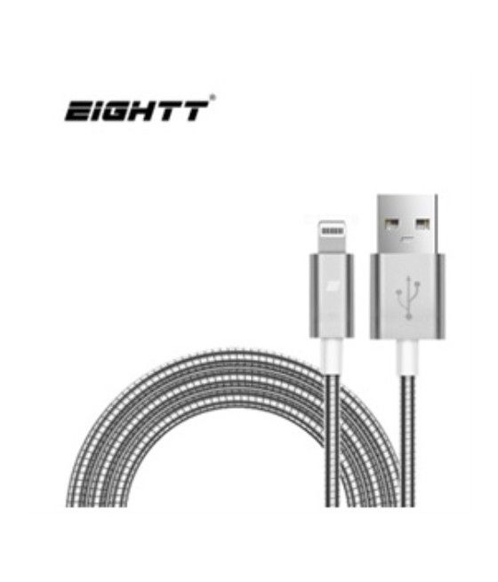 Eightt - Cable USB a Iphone - 1.0M - Trenzado de Nylon - Color Plata - Imagen 1