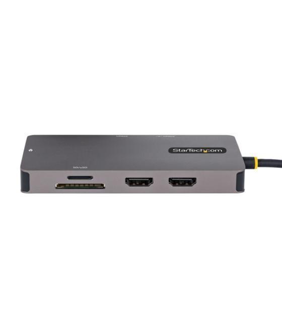 StarTech.com Adaptador Multipuertos USB C 2x HDMI 4K 60Hz, Hub USB-A 3.1 2Pt 5Gbps, PD 100W, GbE, SD/MicroSD, Cable de 30cm, Doc