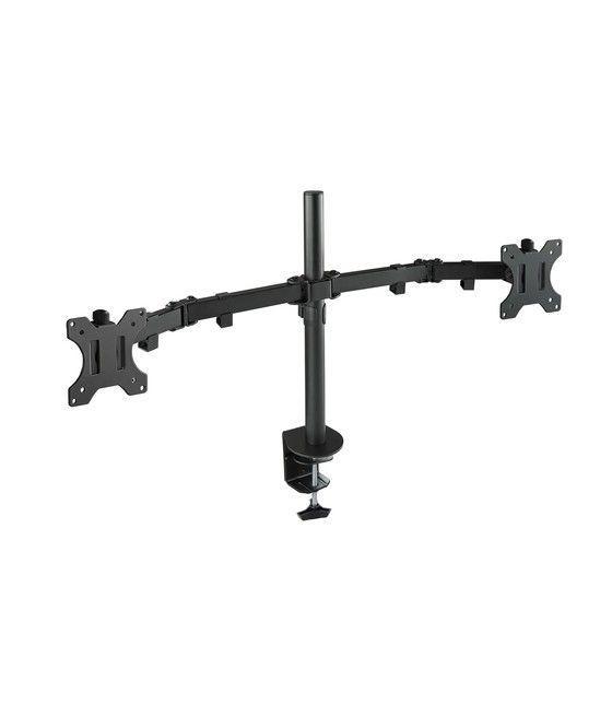 TooQ Soporte de Mesa Giratorio e Inclinable para 2 Pantallas (Monitor / TV Plasma / LCD / LED) 13” – 32”, de Dos Brazos, Negro -